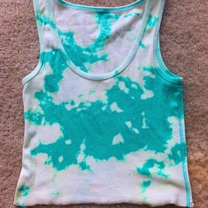 Teal Blotched Lettuce Tie Dye Top💙💚!